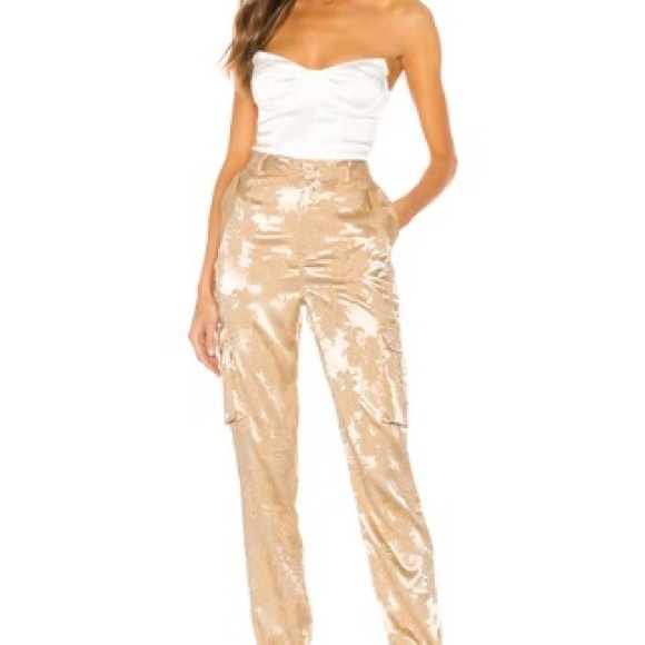 superdown Pants - Superdown Carmen Cargo Pants w/ Floral Jacquard Pattern